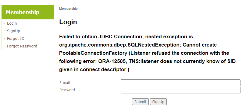 Log in failed